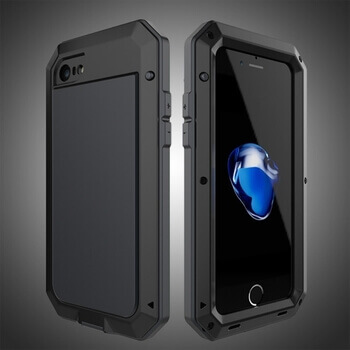 EXTRÉMNE odolný hliníkovo-silikónový obal pre Apple iPhone SE (2022) - čierny