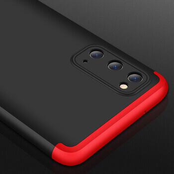 Ochranný 360 ° celotelový plastový kryt pre Samsung Galaxy S21 FE 5G - červený
