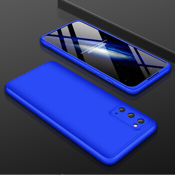 Ochranný 360 ° celotelový plastový kryt pre Samsung Galaxy S21 FE 5G - modrý