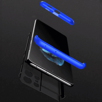 Ochranný 360 ° celotelový plastový kryt pre Samsung Galaxy S22 Ultra 5G - modrý