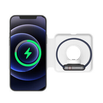 2v1 Bezdrátová nabíječka a dokovací stanice MagSafe pro Apple iPhone, Apple Watch, AirPods (7.série) biela