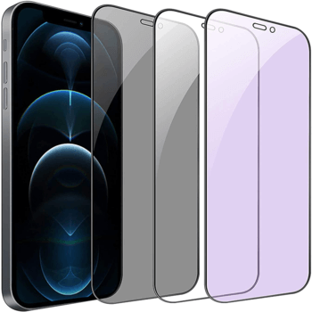 3x 3D ochranné tvrdené sklo Anti-Blue Light pre Apple iPhone 12 - fialové