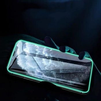 Ochranné tvrzené sklo se svítícím rámečkem pro Apple iPhone 11 - svetlo modré