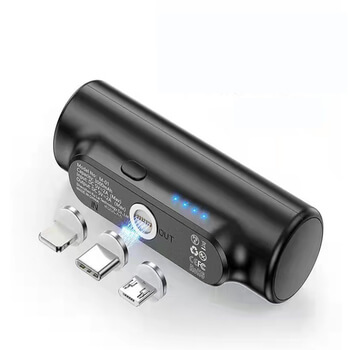 Cestovní powerbanka 3000 mAh pro telefony s Lightning, Micro USB a USB-C konektorem - čierna