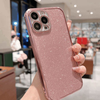 Ochranný silikonový obal se třpytkami Apple iPhone 12 - svetlo ružový
