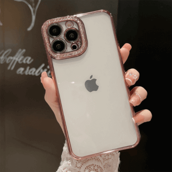 Ochranný silikonový obal s kamínky Apple iPhone 12 - svetlo ružový