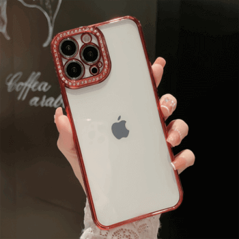 Ochranný silikonový obal s kamínky Apple iPhone 13 - červený