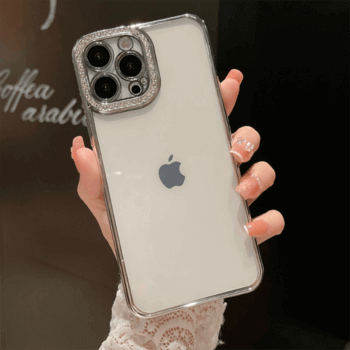 Ochranný silikonový obal s kamínky Apple iPhone 13 - strieborný
