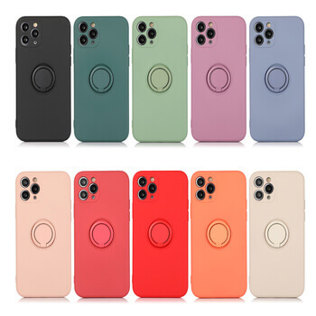 Silikónový ochranný obal s držiakom na prst Apple iPhone 11 - čierny