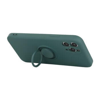 Silikónový ochranný obal s držiakom na prst Apple iPhone 12 - svetlo zelený
