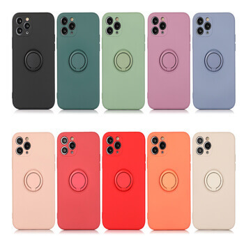 Silikónový ochranný obal s držiakom na prst Apple iPhone X/XS - svetlo zelený