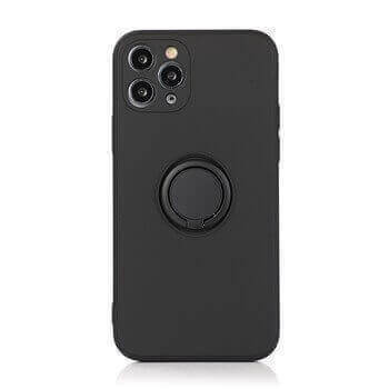 Silikónový ochranný obal s držiakom na prst Apple iPhone 12 Pro - čierny
