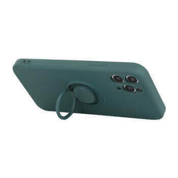Silikónový ochranný obal s držiakom na prst Apple iPhone 12 Pro Max - svetlo zelený