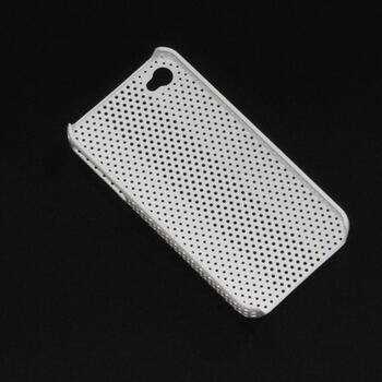 Plastový dierkovaný ochranný kryt pre Apple iPhone 4/4S - biely