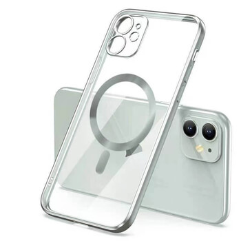 MagSafe silikonový kryt pre Apple iPhone 12 Pro - strieborný