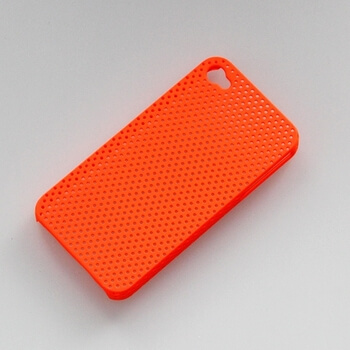 Plastový dierkovaný ochranný kryt pre Apple iPhone 4/4S - oranžový