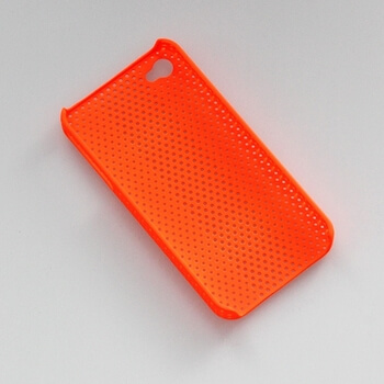 Plastový dierkovaný ochranný kryt pre Apple iPhone 4/4S - oranžový