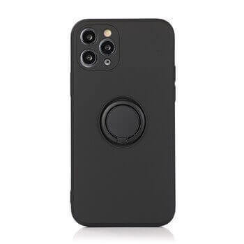 Silikónový ochranný obal s držiakom na prst Apple iPhone 14 - čierny