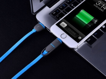 2v1 Multifunkčné USB kábel Apple Lightning+Micro USB - ružový
