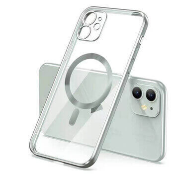 MagSafe silikonový kryt pre Apple iPhone 14 Plus - strieborný