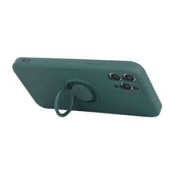 Silikónový ochranný obal s držiakom na prst Apple iPhone 14 Pro - svetlo zelený