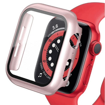 2v1 Kryt s ochranným sklom na Apple Watch 45 mm (8.série) - svetlo ružový
