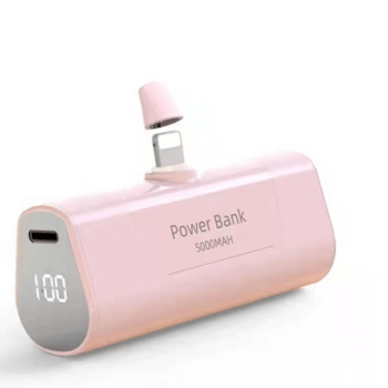 Cestovná powerbanka 5000 mAh pre telefóny s Lightning konektorom - svetlo ružová