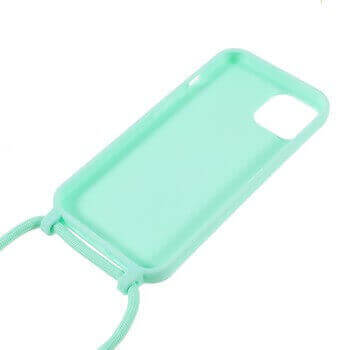 Gumový ochranný kryt so šnúrkou na krk pre Apple iPhone SE (2020) - svetlo zelený