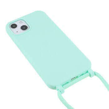 Gumový ochranný kryt so šnúrkou na krk pre Apple iPhone 8 Plus - svetlo zelený