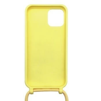 Gumový ochranný kryt so šnúrkou na krk pre Apple iPhone 12 Pro Max - žltý