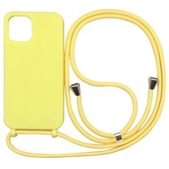 Gumový ochranný kryt so šnúrkou na krk pre Apple iPhone 13 - žltý
