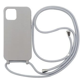 Gumový ochranný kryt so šnúrkou na krk pre Apple iPhone 13 Pro Max - šedý