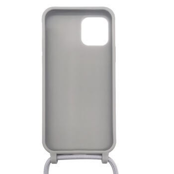 Gumový ochranný kryt so šnúrkou na krk pre Apple iPhone 14 Pro Max - šedý