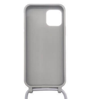 Gumový ochranný kryt so šnúrkou na krk pre Apple iPhone 8 Plus - šedý