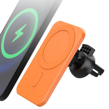 2v1 Magnetická bezdrôtová nabíjačka MagSafe s držkákem do auta s klipom biela
