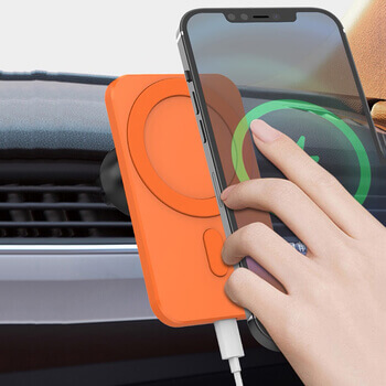2v1 Magnetická bezdrôtová nabíjačka MagSafe s držkákem do auta s klipom biela