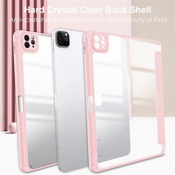 2v1 Smart flip cover+zadný silikónový ochranný obal s držiakom na pero pre Apple iPad 9.7" 2018 (6. generace) - svetlo ružový