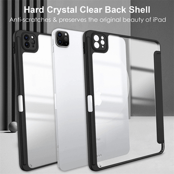 2v1 Smart flip cover+zadný silikónový ochranný obal s držiakom na pero pre Apple iPad 10.2" 2021 (9. generace) - čierny