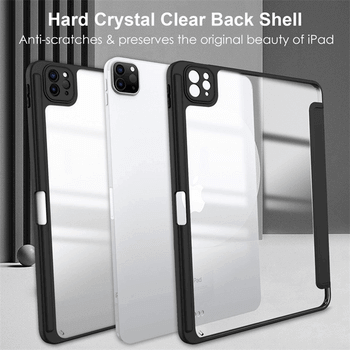 2v1 Smart flip cover+zadný silikónový ochranný obal s držiakom na pero pre Apple iPad Air 5 10.9" (2022,M1) - čierny