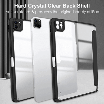 2v1 Smart flip cover+zadný silikónový ochranný obal s držiakom na pero pre Apple iPad 10.2" 2020 (8. generace) - čierny