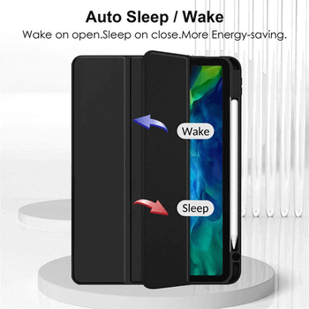 2v1 Smart flip cover+zadný silikónový ochranný obal s držiakom na pero pre Apple iPad Pro 11" 2021 M1 (3.generace) - čierny