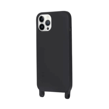 Gumový ochranný kryt so šnúrkou na krk pre Samsung Galaxy S22 5G - čierny