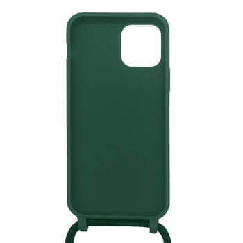 Gumový ochranný kryt so šnúrkou na krk pre Samsung Galaxy S23 5G - tmavo zelený