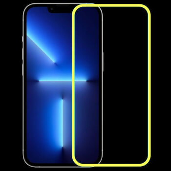 Ochranné tvrzené sklo se svítícím rámečkem pro Apple iPhone 13 Pro - žlté