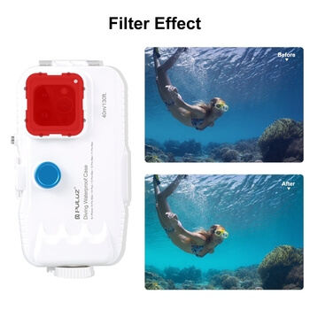 Vodotesné puzdro na profesionálne potápanie a šnorchlovanie až do 45 metrov pre iPhone 13 Pro Max - biele