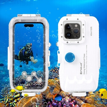 Vodotesné puzdro na profesionálne potápanie a šnorchlovanie až do 45 metrov pre iPhone 12 Pro Max - biele