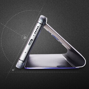 Zrkadlový plastový flip obal pre Xiaomi Redmi Note 11 - čierny