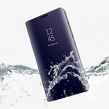 Zrkadlový plastový flip obal pre Samsung Galaxy A54 5G - strieborný