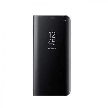 Zrkadlový plastový flip obal pre Xiaomi Redmi Note 12 4G - čierny