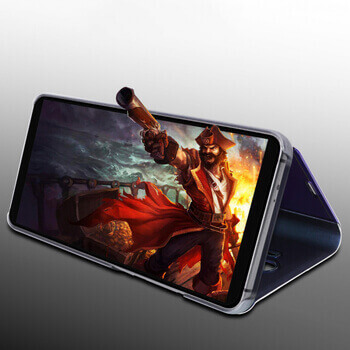 Zrkadlový plastový flip obal pre Xiaomi Redmi Note 12 4G - čierny